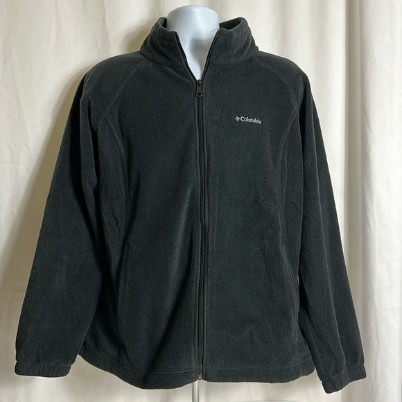 Columbia Men’s size 2X Solid Black Full Zip Front Fleece Cotton Jacket - Picture 1 of 9